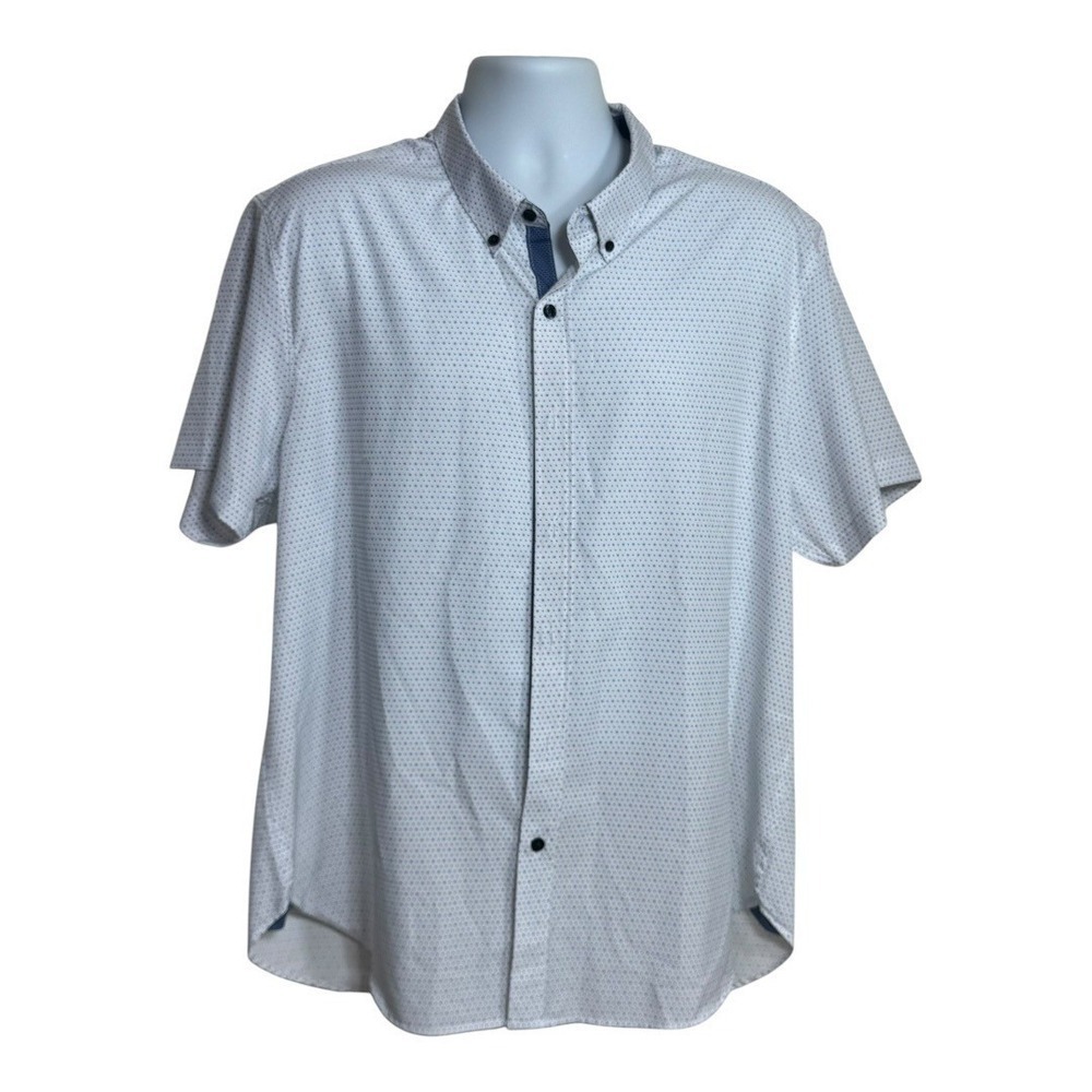 CONSTRUCT Slim Fit Men's Short Sleeve Button Down Shirt XXL Dotted Pattern